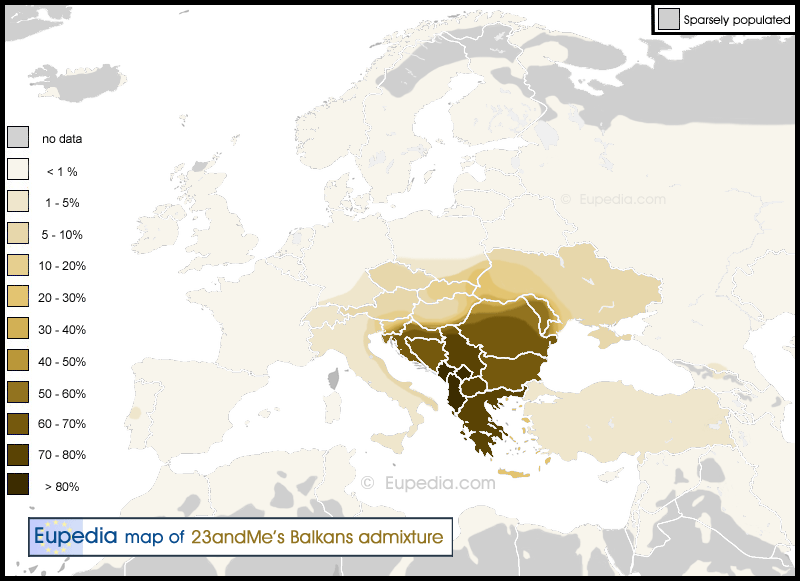 Распределение примесей на Балканах в Европе